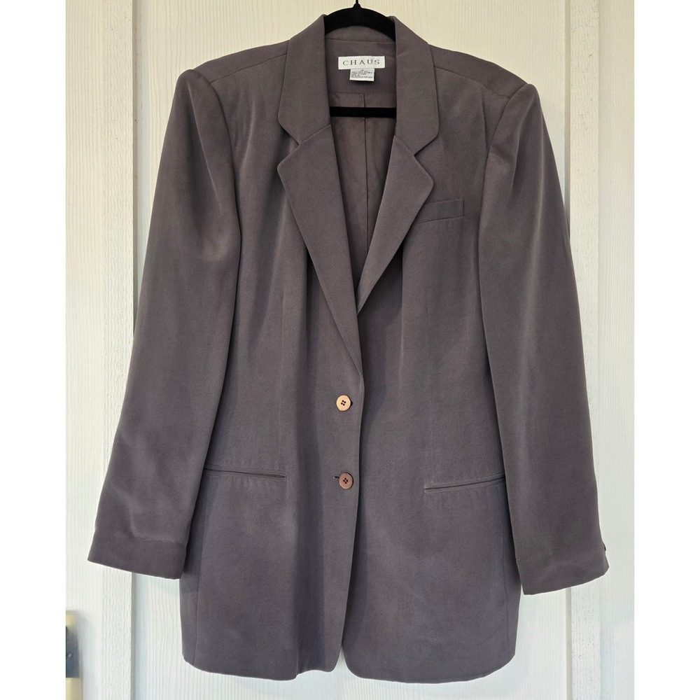 Chaus Vintage 100% Silk Blazer Jacket Sz 12 Office Career Business Quiet Luxury